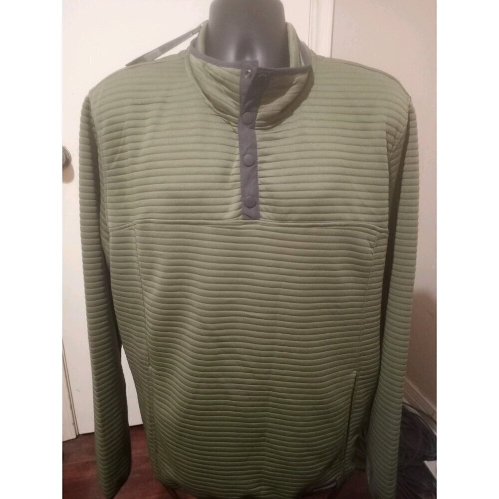 Gerry Men's Ottoman Snap Front Pullover Long Sleeve 1/4 Button Shirt Green 2XL